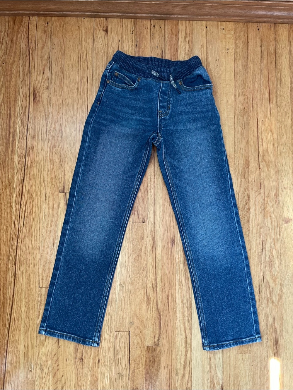 Lands’ End Kids “Iron Knee Stretch Pull-On Jeans” in boys size 7S